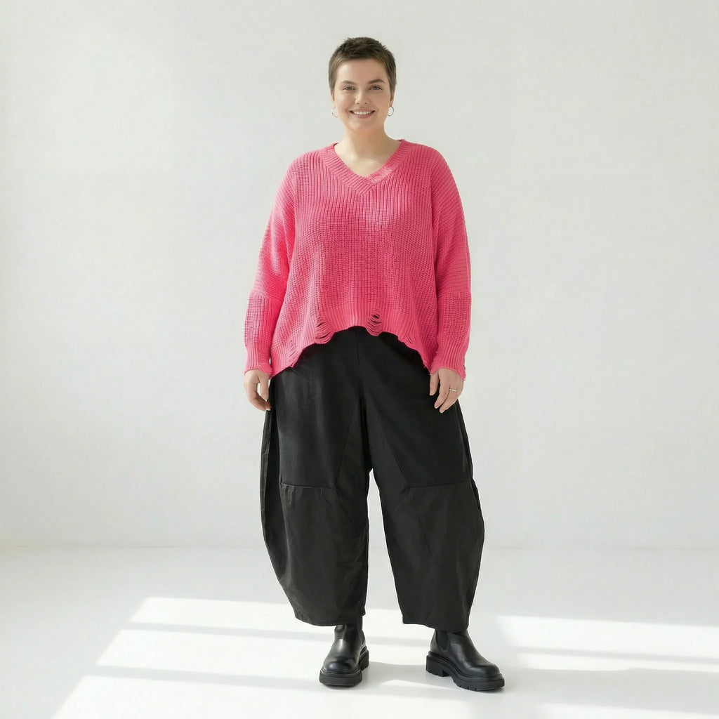  AKH Premium Überwurf in kastiger Form, aus Baumwolle, P1032.2602, Rosa, Ausgefallen