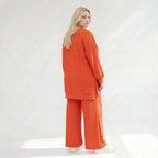 Ausgefallenes Oversize Shirt mit erhabener Waffelstruktur, fließend weich und elastisch, Rost