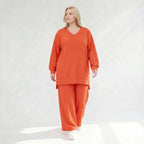Ausgefallenes Oversize Shirt mit erhabener Waffelstruktur, fließend weich und elastisch, Rost