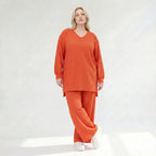 Ausgefallenes Oversize Shirt mit erhabener Waffelstruktur, fließend weich und elastisch, Rost