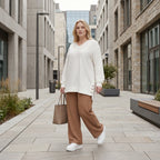 Ausgefallenes Oversize Shirt aus weich fließendem Jacquard mit Zierknöpfen und Strukturmuster, Weiß