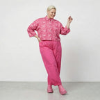 Stilvolle Oversize Jacke aus feiner, leichter Baumwolle im ausgefallenen Lagenlook, Batik, Fuchsia