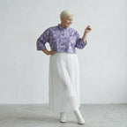 Ausgefallene kurze Lagenlook Jacke aus feiner Popeline Baumwolle, moderner Oversize Stil, Lila