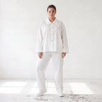 Zeitlose weisse Karottenhose aus Viskosemix weich elastisch leger modern leicht Lagenlook