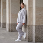 Zeitlose Karottenhose Grau elastisch leger ausgefallen Lagenlook Komfortliebling weich