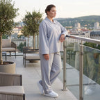 Zeitlose Karottenhose Grau elastisch leger ausgefallen Lagenlook Komfortliebling weich