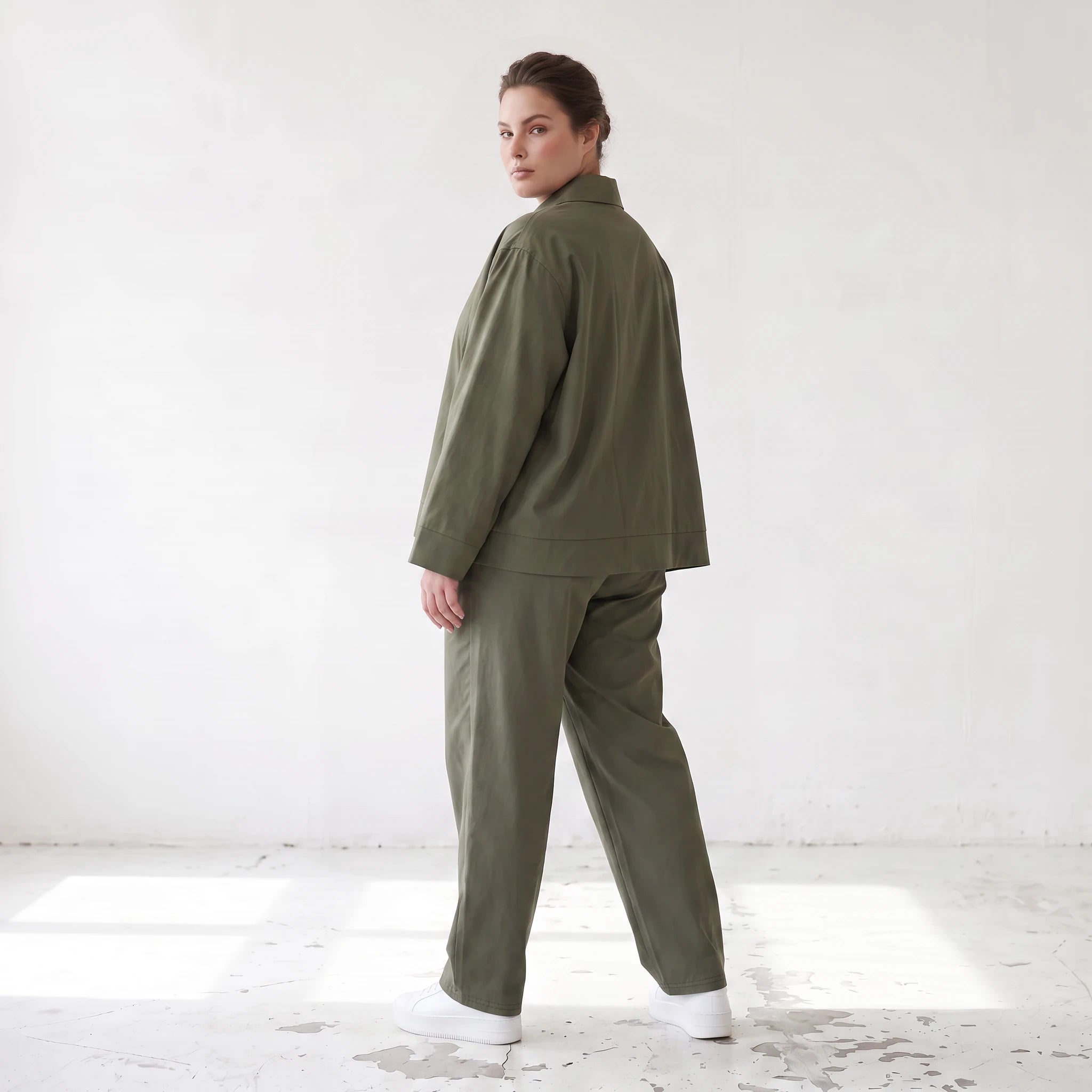 Damen Hose Lagenlook Khaki, fließender Schnitt, Oversize große Größen – AKH Fashion