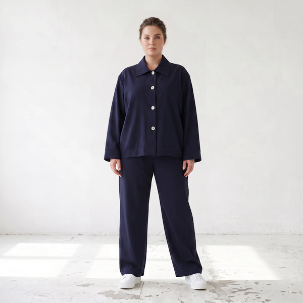 Damen Hose Lagenlook Marine, schmeichelnder Schnitt, Oversize große Größen – AKH Fashion