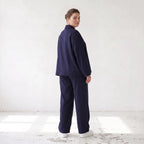 Damen Hose Lagenlook Marine, schmeichelnder Schnitt, Oversize große Größen – AKH Fashion