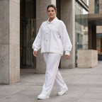 Zeitloser Weißer Blazer im Oversize Lagenlook mit Hemdkragen leger elegant und ausgefallen