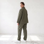 Khaki Bengalineblazer im Oversize Lagenlook weich elastisch zeitlos leger chic sommerlich