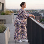 Elegante fließende Palazzo Hose aus reiner Viskose in zartem Rosa mit Bund und Taschen