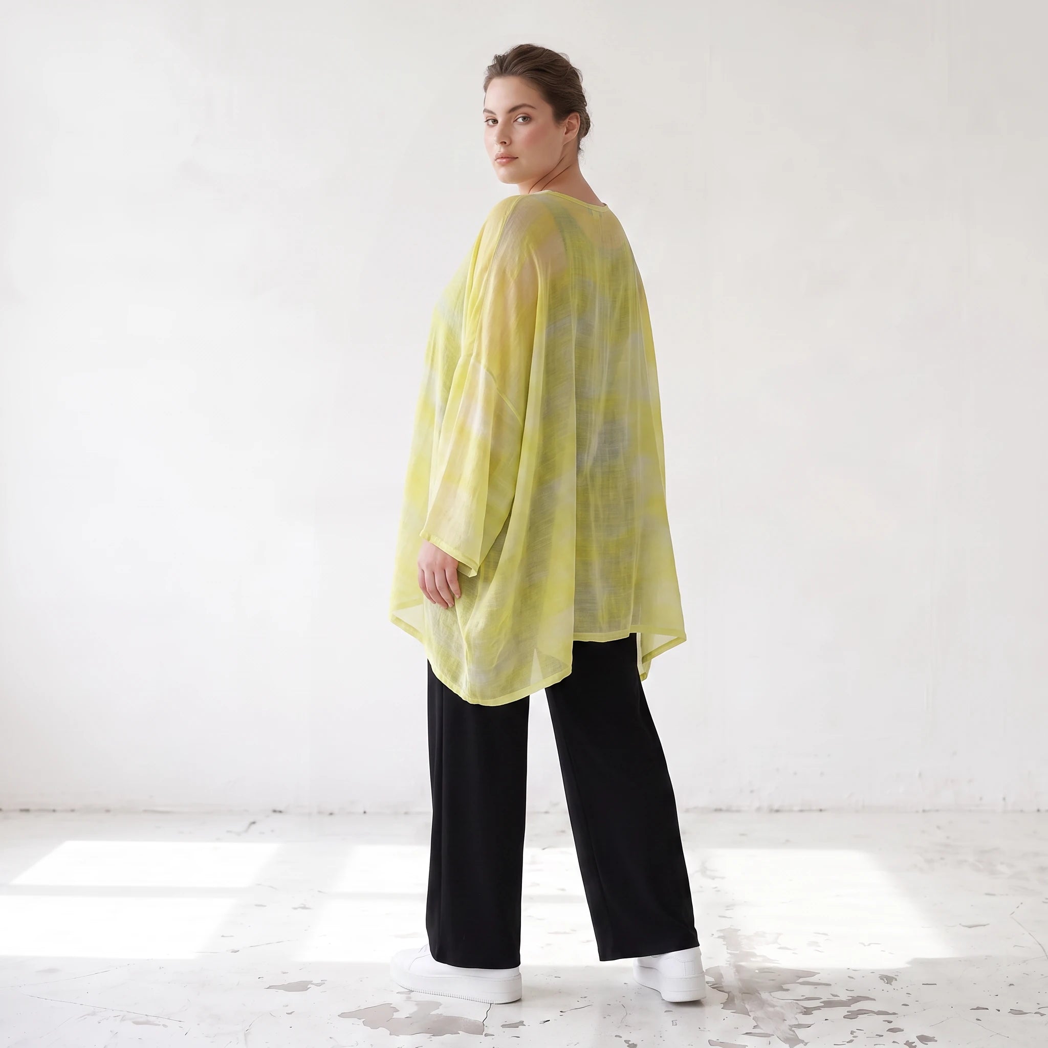 Gelb/Grau Oversize Shirt im Lagenlook weich fliessend locker ausgefallen modern zeitlos