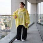 Gelb/Grau Oversize Lagenlook Shirt mit Crashstruktur asymmetrisch leger zeitlos softfeel