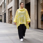 Gelb/Grau Oversize Lagenlook Shirt mit Crashstruktur asymmetrisch leger zeitlos softfeel