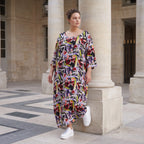 Fliessendes Ballonkleid aus Viskose in Schwarz Oliv Lila sehr leger zeitlos Oversize Look