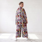 Zeitlose Oversize Viskosebluse in Schwarz Oliv Lila leger Lagenlook modern Hemdkragen