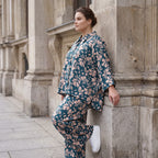 Damen Bluse Lagenlook Viskose Petrol/Rose, gerader Schnitt, Langarm, Knopfleiste, Oversize große Größen – AKH Fashion