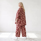 Damen Shirt Lagenlook Viskose Weinrot/Rose, A-Form, Langarm, Taschen, Oversize große Größen – AKH Fashion