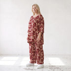 Damen Shirt Lagenlook Viskose Weinrot/Rose, A-Form, Langarm, Taschen, Oversize große Größen – AKH Fashion