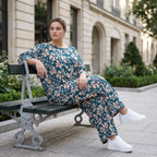 Damen Shirt Lagenlook Viskose Petrol/Rose, A-Form, 3/4-Arm, Taschen, Oversize große Größen – AKH Fashion