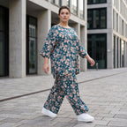 Damen Shirt Lagenlook Viskose Petrol/Rose, A-Form, 3/4-Arm, Taschen, Oversize große Größen – AKH Fashion