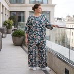 Damen Shirt Lagenlook Viskose Petrol/Rose, A-Form, 3/4-Arm, Taschen, Oversize große Größen – AKH Fashion