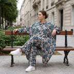 Damen Bluse Lagenlook Viskose Petrol/Rose, Zipfelform, Langarm, Knopfleiste, Oversize große Größen – AKH Fashion