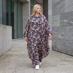 Damen Bluse Lagenlook Viskose Marine/Rose, Zipfelform, Langarm, Knopfleiste, Oversize große Größen – AKH Fashion