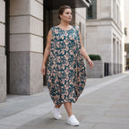 Damen Kleid Lagenlook Viskose Petrol/Rose, Ballonschnitt, ärmellos, Flügeltaschen, Oversize große Größen – AKH Fashion