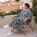 Damen Kleid Lagenlook Viskose Petrol/Rose, Ballonschnitt, ärmellos, Flügeltaschen, Oversize große Größen – AKH Fashion