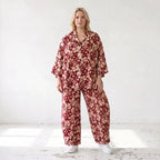 Damen Hose Lagenlook Viskose Weinrot/Rose, Ballonschnitt, Elastikbund, Oversize große Größen – AKH Fashion