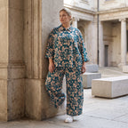 Damen Hose Lagenlook Viskose Petrol/Rose, Ballonschnitt, Elastikbund, Oversize große Größen – AKH Fashion