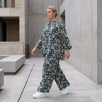 Damen Hose Lagenlook Viskose Petrol/Rose, Ballonschnitt, Elastikbund, Oversize große Größen – AKH Fashion