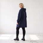 Damen Hoody Lagenlook Baumwolle Blau, gerader Schnitt, Kapuze, Oversize große Größen – Rafay