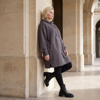 Damen Hoody Lagenlook Baumwolle Anthrazit, gerader Schnitt, Kapuze, Oversize große Größen – Rafay