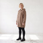 Damen Hoody Lagenlook Baumwolle Braun, gerader Schnitt, Reißverschluss, Oversize große Größen – Rafay