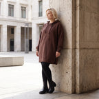Damen Hoody Lagenlook Baumwolle Braun, gerader Schnitt, Reißverschluss, Oversize große Größen – Rafay