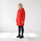 Damen Hoody Lagenlook Baumwolle Rot, gerader Schnitt, Reißverschluss, Oversize große Größen – Rafay