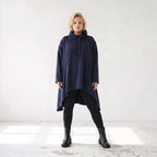 Damen Shirt Lagenlook Baumwolle Dunkelblau, Vokuhila, Langarm, Daumenloch, Oversize große Größen – Rafay