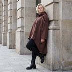 Damen Shirt Lagenlook Baumwolle Schokobraun, Vokuhila, Langarm, Daumenloch, Oversize große Größen – Rafay