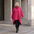 Damen Shirt Lagenlook Baumwolle Pink, Vokuhila, Langarm, Daumenloch, Oversize große Größen – Rafay