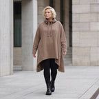 Damen Shirt Lagenlook Baumwolle Braun, Vokuhila, Langarm, Daumenloch, Oversize große Größen – Rafay