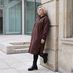 Kapuzenjacke in Schokobraun aus Baumwolle mit geradem Schnitt aus weichem French Terry
