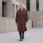 Kapuzenjacke in Schokobraun aus Baumwolle mit geradem Schnitt aus weichem French Terry