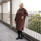 Kapuzenjacke in Schokobraun aus Baumwolle mit geradem Schnitt aus weichem French Terry