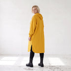 Kapuzenjacke in Senfgelb aus Baumwolle mit French Terry Fleece geradem Schnitt Basic