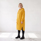 Kapuzenjacke in Senfgelb aus Baumwolle mit French Terry Fleece geradem Schnitt Basic