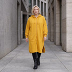 Kapuzenjacke in Senfgelb aus Baumwolle mit French Terry Fleece geradem Schnitt Basic