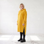 Damen Hoody Lagenlook Baumwolle Senfgelb, gerader Schnitt, Kapuze, Oversize große Größen – Rafay